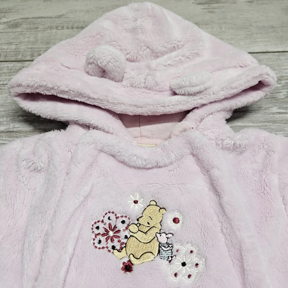 Disney Winnie Pooh & Piglet Pink Plush Snow Suit Bunting Girls 3 Months Fleece